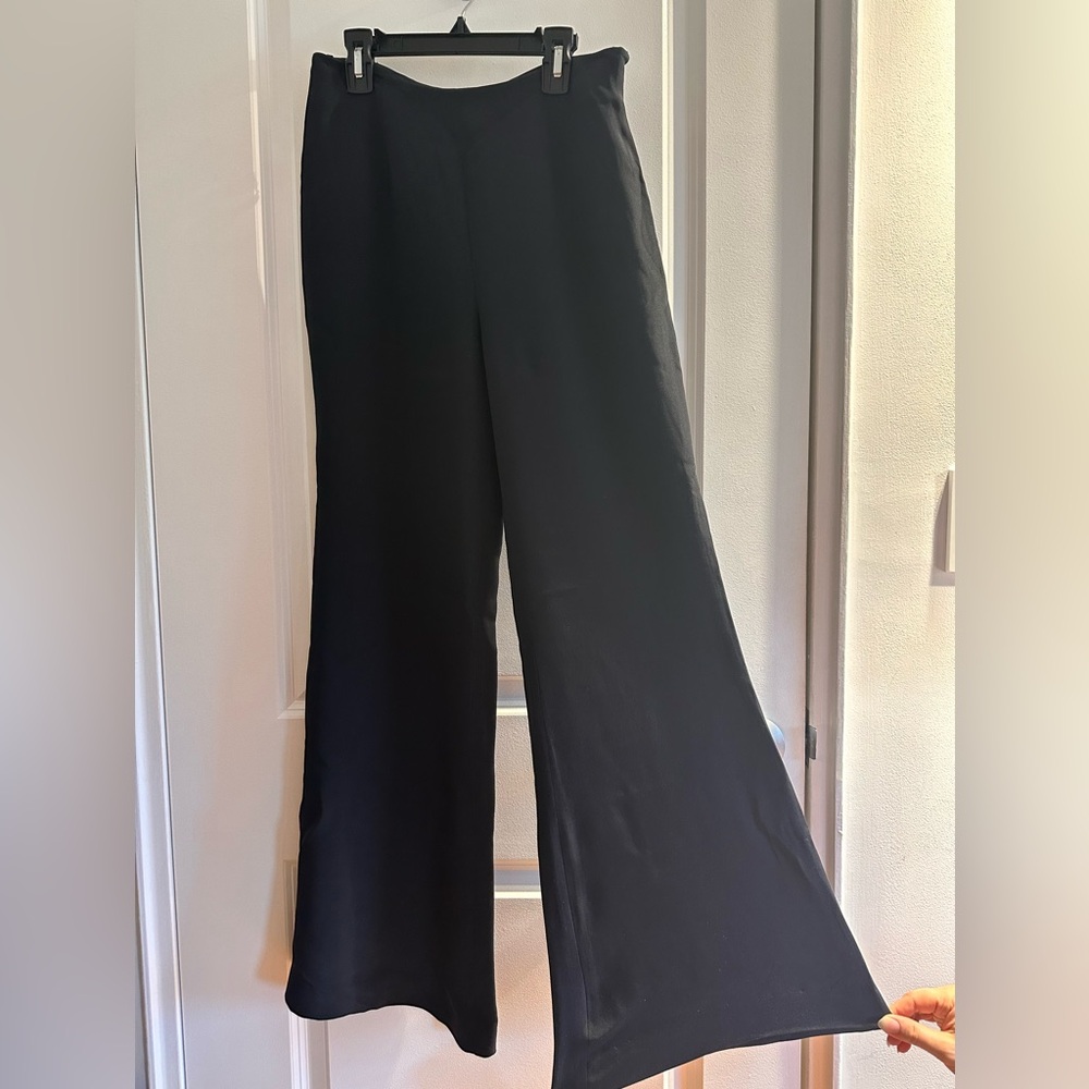 Steven Stolman Size 4 Made in USA Wide-Leg 100% Silk Women's Pants - Black